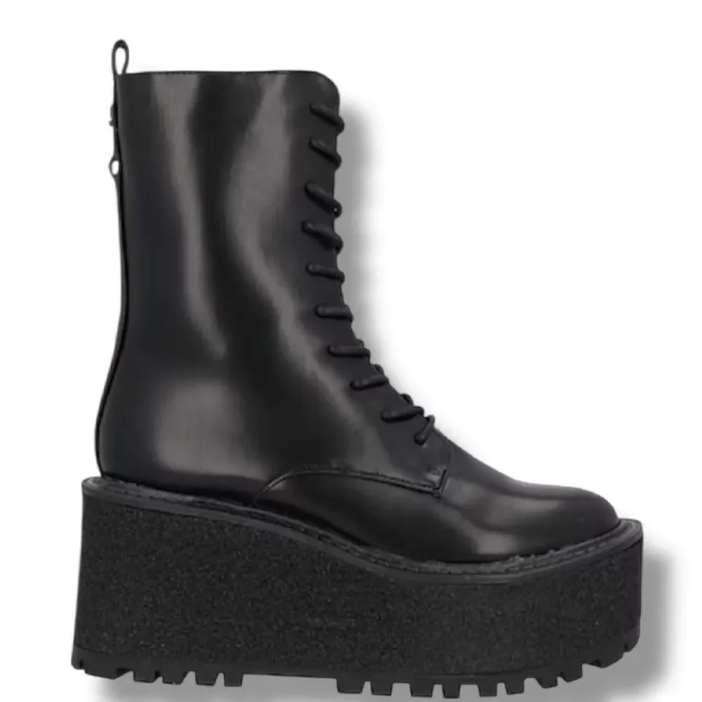 Black Platform Lace-Up Combat Boots - Slater 8.5 Sam Edelman NWT